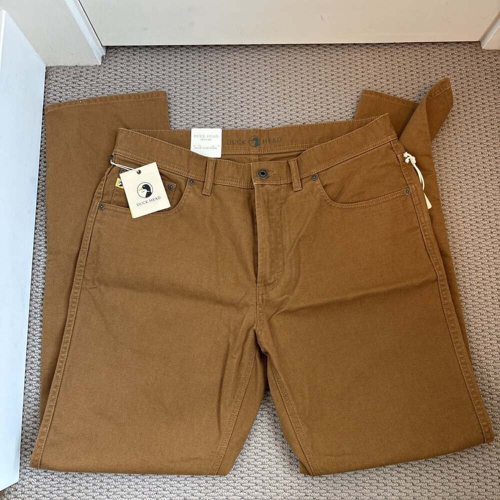 Duck Head Field Canvas Stretch 5 Pocket Pant Dark Amber Rust 34x32 NWT